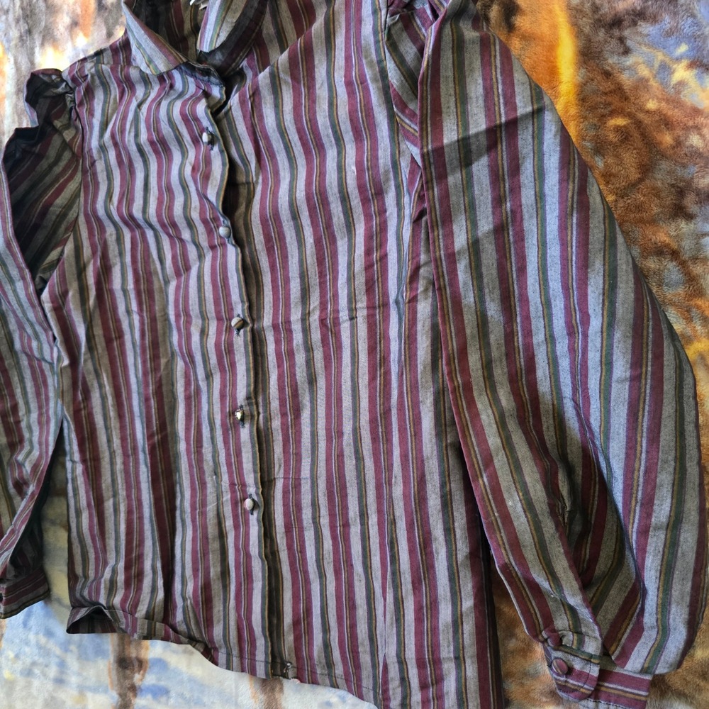 Vintage Wrangler 80s Western Round Collar Pin Striped Formal Button Up sz Small - Picture 3 of 9